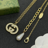 18K GG Gold Pearl Drop Necklace