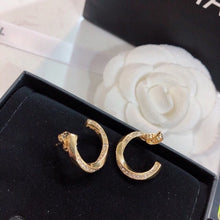 18K CC Half Cirle Diamond Earrings