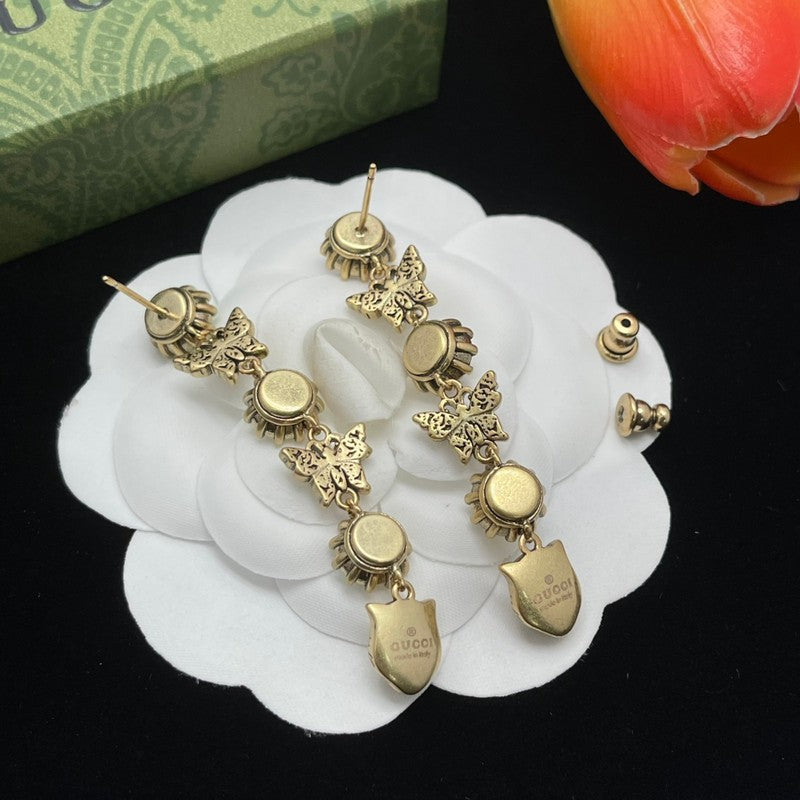 18K GG Tiger Color Crystal Earrings