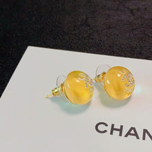 18K CC Yellow Round Earrings