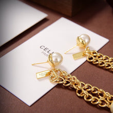 18K Triomphe Chain Pearl Earrings