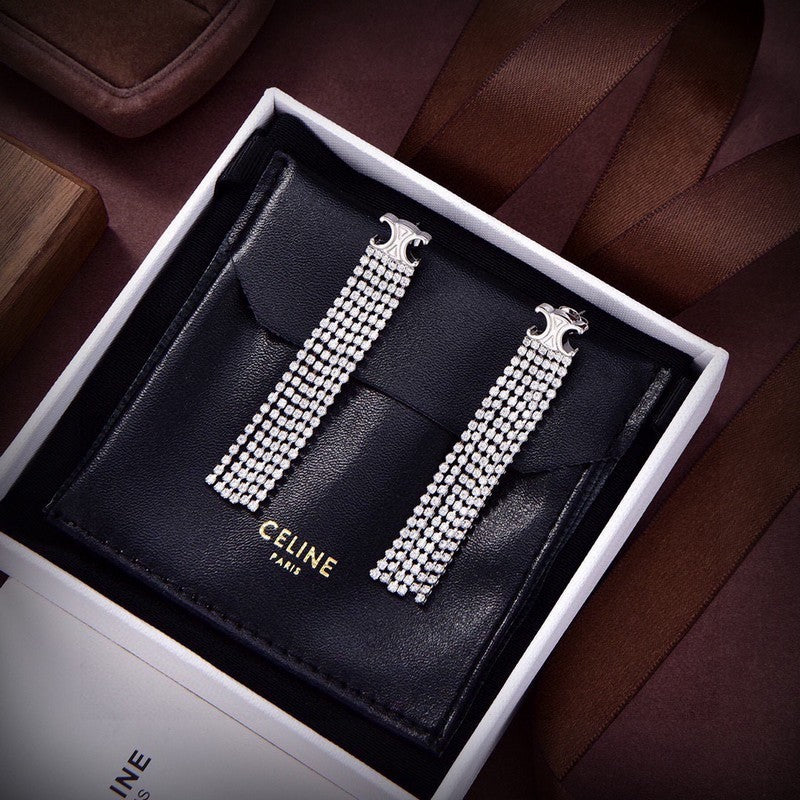 18K CE Coeur Diamond Long Earrings