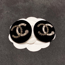 18K CC Black Earrings