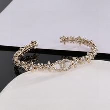 18K CC Crystal Flower Open Cuff Bracelet