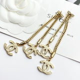 18K CC LongTassel Diamond Earrings