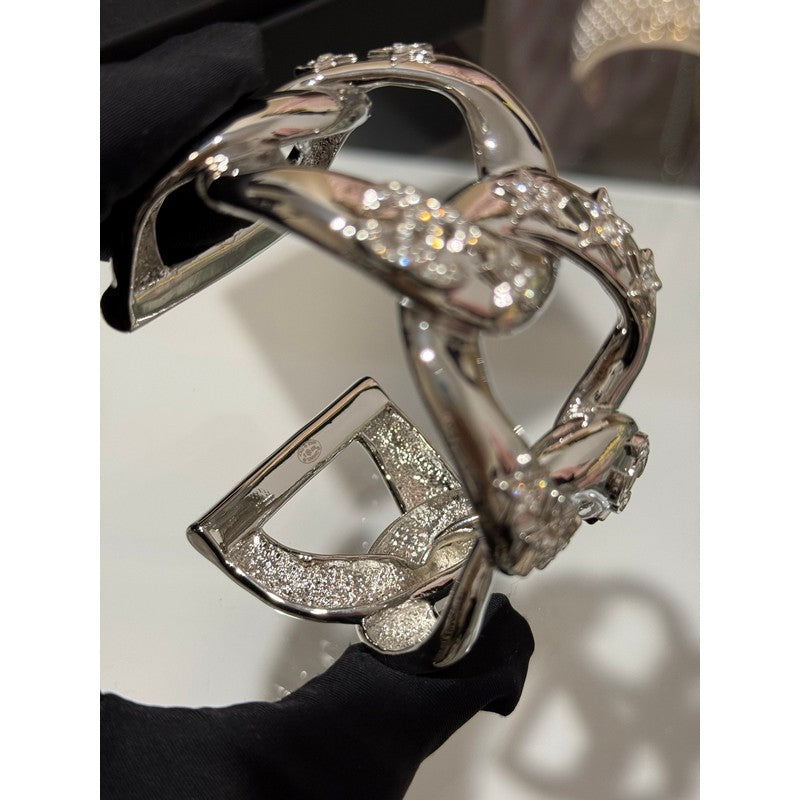 18K CC 25S Diamond Star Wide Gold Bracelet