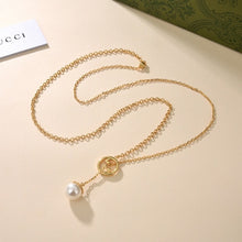 18K Double G Blondie Pearl Drop Necklace