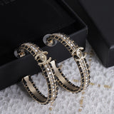18K CHANEL CC Leather Chain Earrings