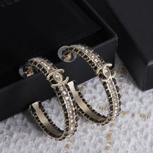 18K CHANEL CC Leather Chain Earrings