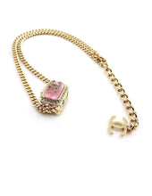 18K CC Pink Resin Chain Necklace