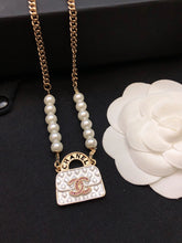 18K CC Pearls Bag Pendant Necklace