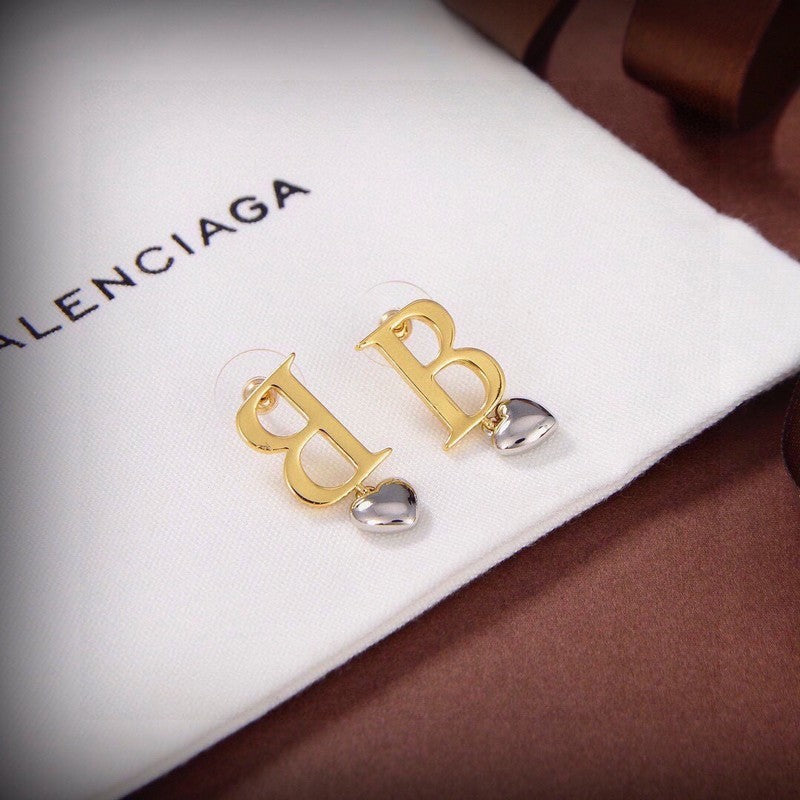 18K BB Heart Drop Earrings