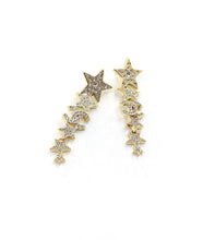 18K CC Star Diamonds Long Earrings