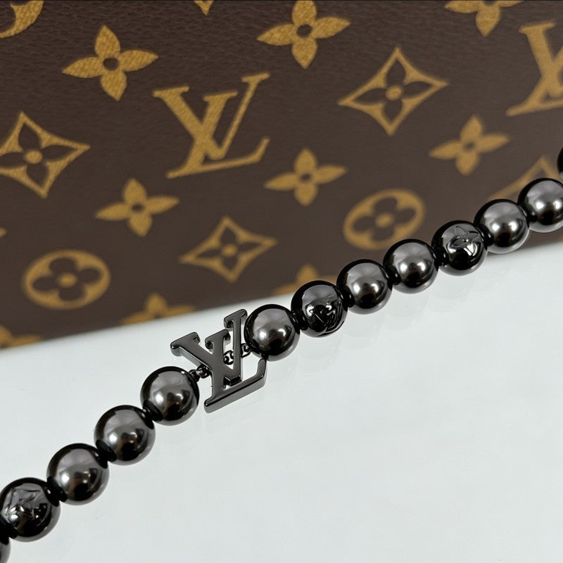 18K Louis Monogram Pearls Black Bracelet