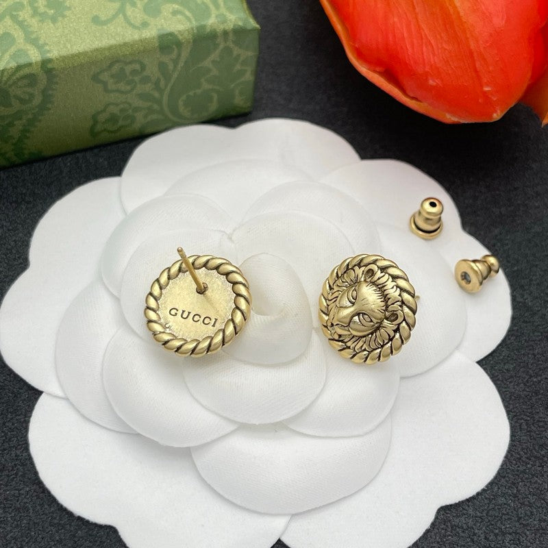 18K GG Lion Earrings