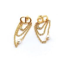 18k Dior CD Pearl Chain Earrings