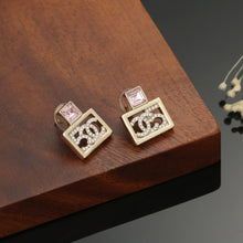 18K CC Square Diamond Earrings