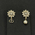 18K CD Flower Diamond Earrings