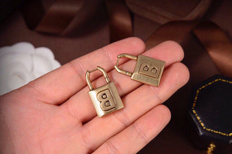 18K BB Gold Small Lock Earrings