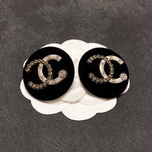 18K CC Black Resin Crystals Earrings