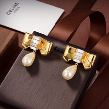 18K Celine Butterfly Pearl Pendant Earrings