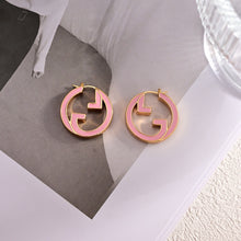 18K Double G Pink Hollow Earrings