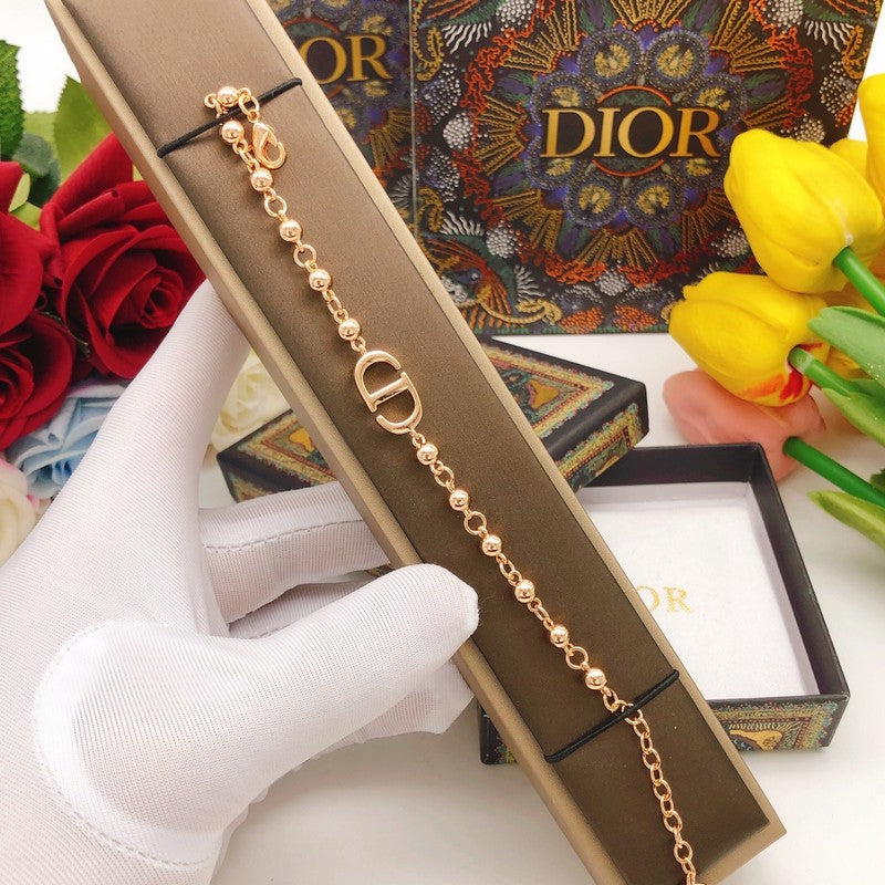 18K CD Rose Gold Beads Bracelet