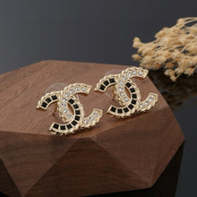 18K CC Crystal Leather Earrings