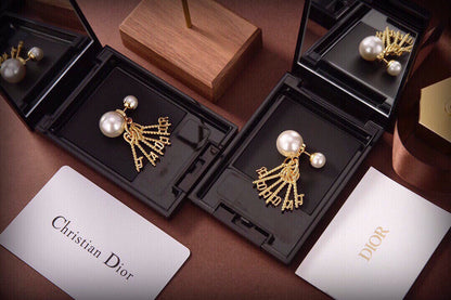 18K CD Tassel Pearls Earrings
