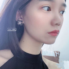 18K CC Square Leather Earrings