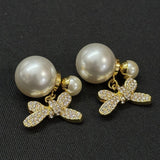 18K CD Bow Diamond Gold Earrings