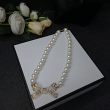 18K CC Bow Pearl Necklace