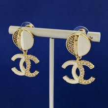 18K CC Half Diamond Earrings