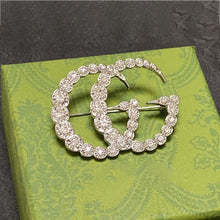 18K Double G Crystal Brooch