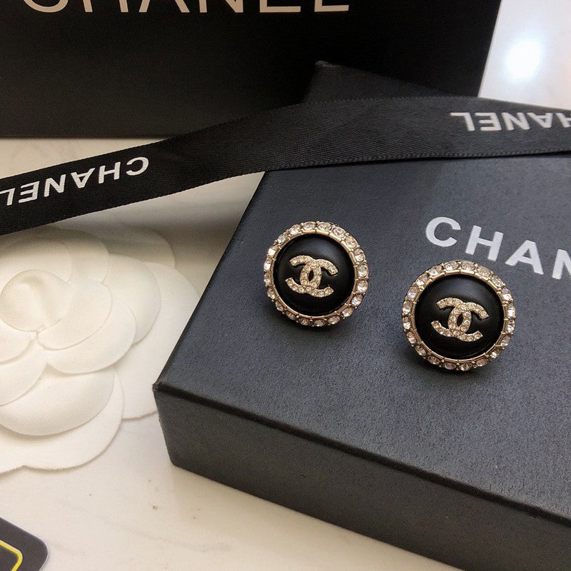 18K CC Black Gold Diamond Earrings