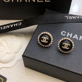 18K CC Black Gold Diamond Earrings
