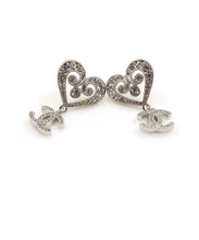 18K CC Heart Diamond Earrings