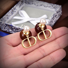 18K CD Tribales Brown Resin Pearls Earrings