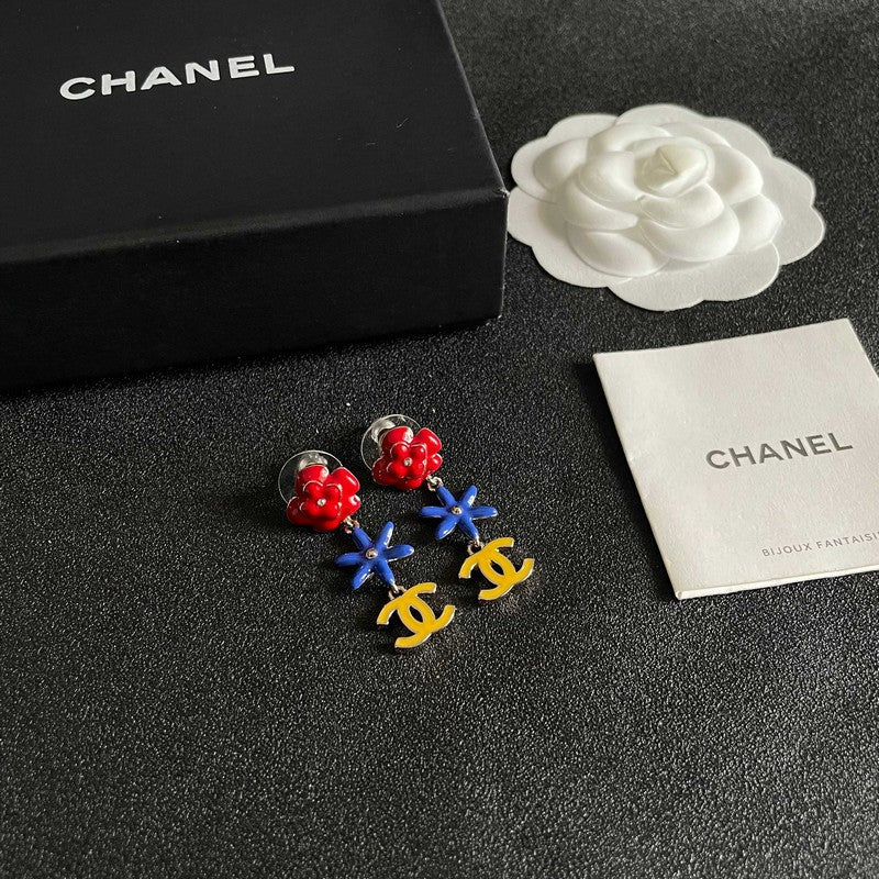 18K CC Color Camellia Earrings
