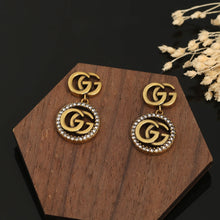 18K Double G Crystals Vintage Earrings