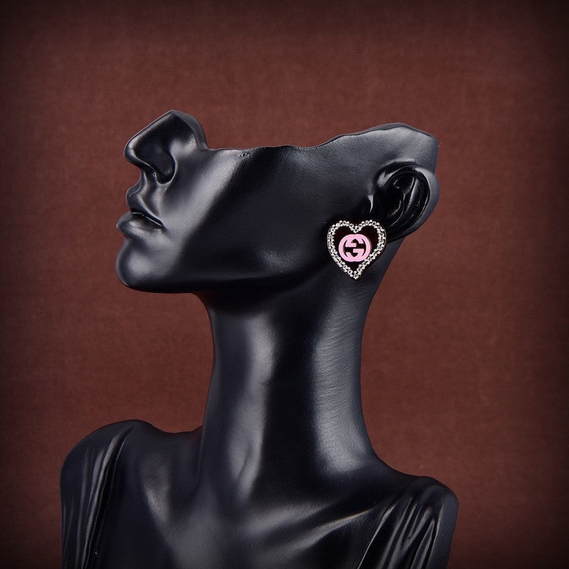 18K GG Pink Heart Earrings