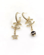 18K CC Star Pearls Pendant Earrings