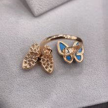 18K Two Butterfly Between the Finger Turquoise Ring