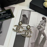 18K CC Leather Gold Earrings