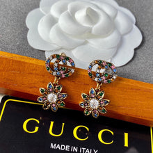 18K Double G Flower Pendant Earrings