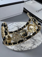 18K CC Leather Open Cuff Bracelet