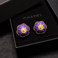 18K CC Purple Flowers Earrings