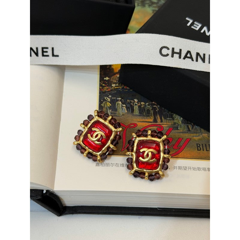18K CC Red & Yellow Earrings