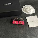 18K CC Color Bag Gold Earrings
