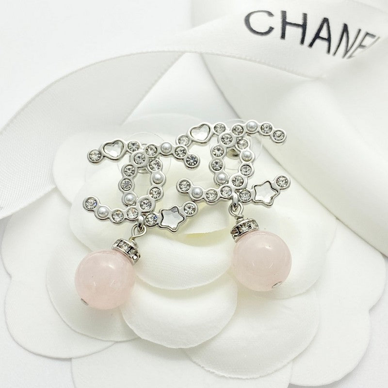 18K CC 25P Pink Pearl Gold Earrings